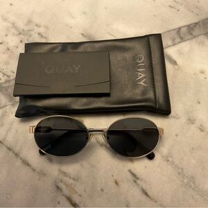 Quay Black Oval Sunglasses ‘Anyways’